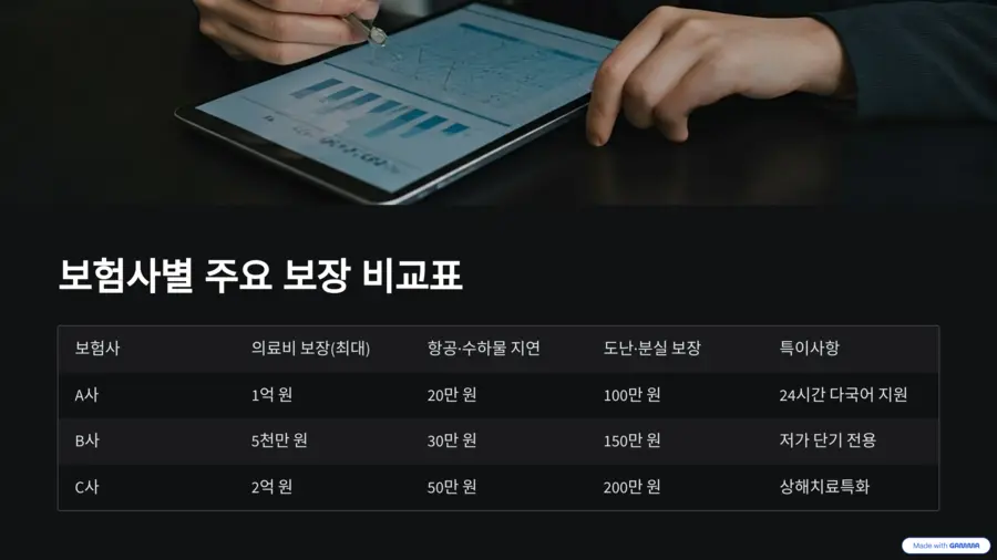 보험사별 보장 비교표